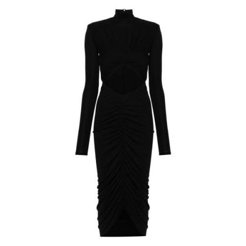 Elegante Zwarte Midi Jurk Cut Out Andamane , Black , Dames