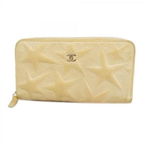 Pre-owned Leather wallets Chanel Vintage , Beige , Dames