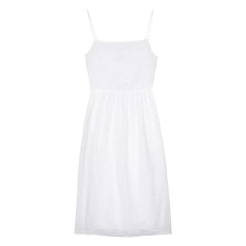 Witte Linnen Midi Slip Jurk Tommy Hilfiger , White , Dames