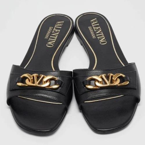 Pre-owned Leather flats Valentino Vintage , Black , Dames