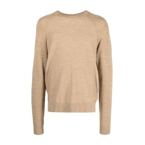 Beige Wool Mouline Sweater Calvin Klein , Beige , Heren