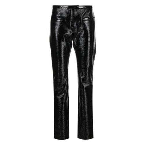 Zwarte Vinyl Op Maat Gemaakte Casual Broek Courrèges , Black , Dames