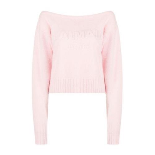 Roze Off-Shoulder Borstel Sweater Balmain , Pink , Dames