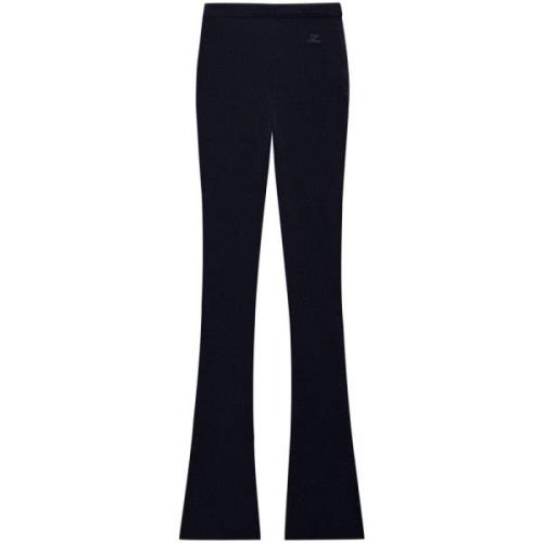 Zwarte Ribgebreide Flare Jeans Courrèges , Black , Dames