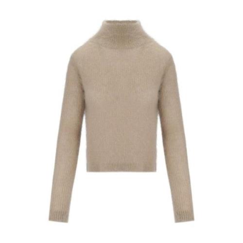 Mohair Wolmix Grijs Gebreide Trui Cruna , Beige , Dames