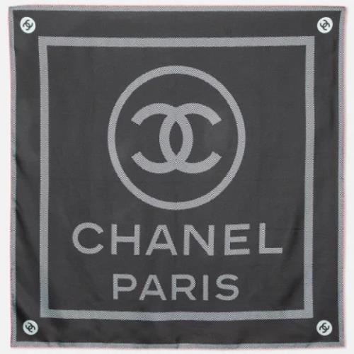 Pre-owned Silk scarves Chanel Vintage , Black , Dames