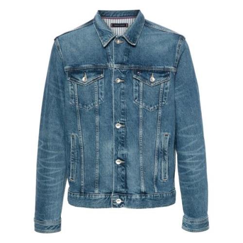 Denim Jack Blauw Trucker Stijl Tommy Hilfiger , Blue , Heren