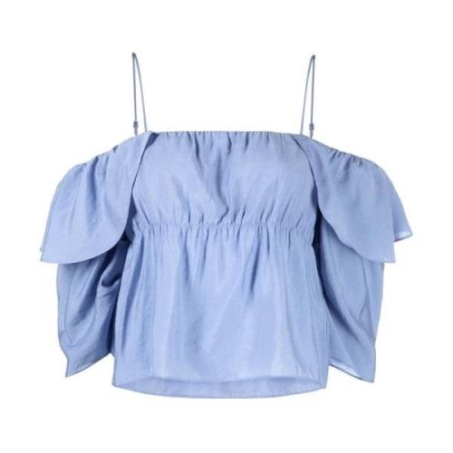 Blauwe Off Shoulder Cami Blouse Vince , Blue , Dames