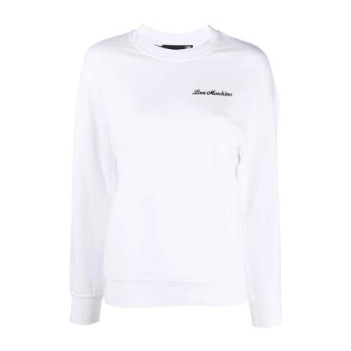 Casual Wit Katoenen Sweatshirt met Lange Mouwen Love Moschino , White ...