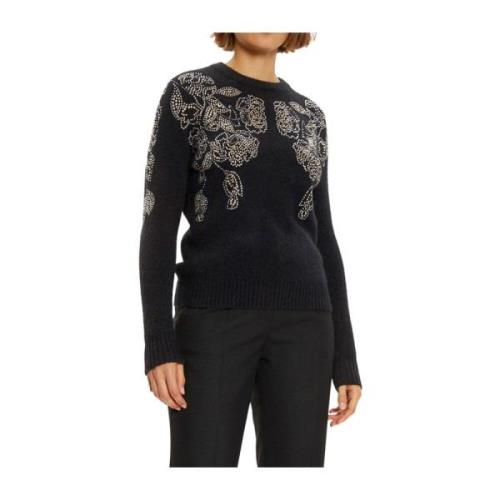 Zwarte Bloemen Versierde Trui Guess , Black , Dames