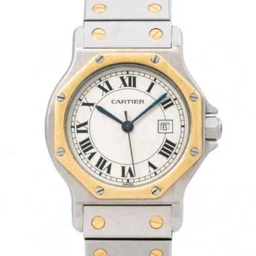 Pre-owned Yellow Gold watches Cartier Vintage , White , Dames