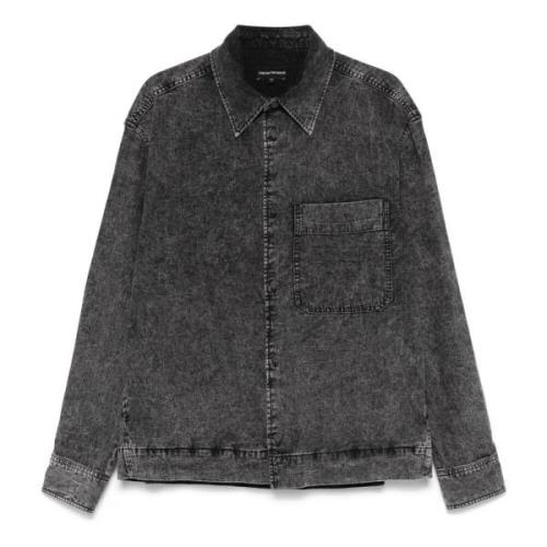 Denim Nero Blouson Jacket Emporio Armani , Gray , Heren