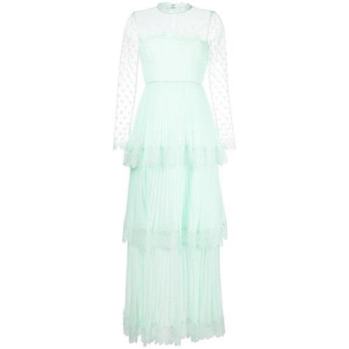 Elegante Groene Gelaagde Maxi Jurk Self Portrait , Green , Dames