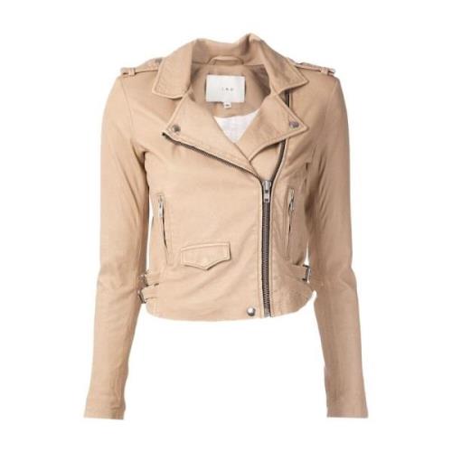 Beige Leren Jas Casual Stijl IRO , Beige , Dames