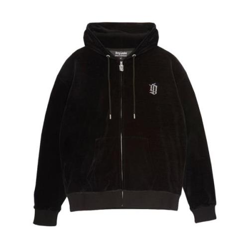 Zwarte Velours Hoodie met DL Monogram Juicy Couture , Black , Heren