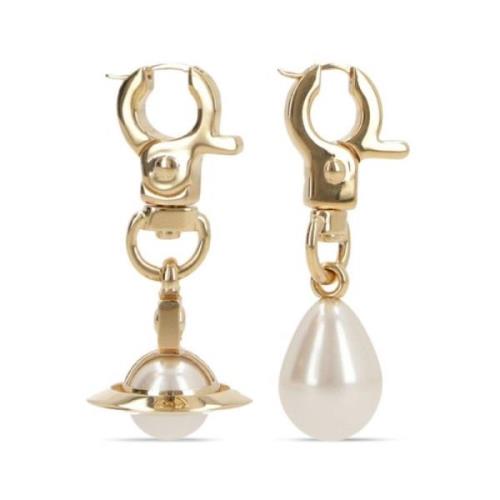 Asymmetrische Orb Oorbellen in Goud Vivienne Westwood , Yellow , Dames