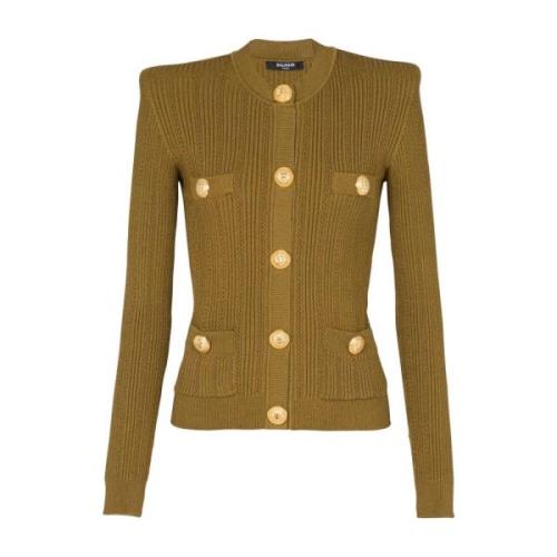 Groene Gebreide Vest Balmain , Green , Dames