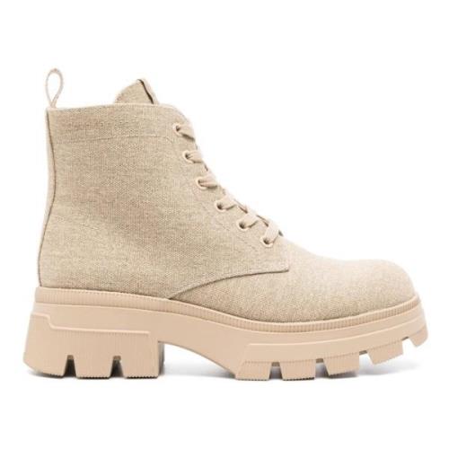 Chunky Combat Laceup Enkellaarzen Calvin Klein Jeans , Beige , Dames