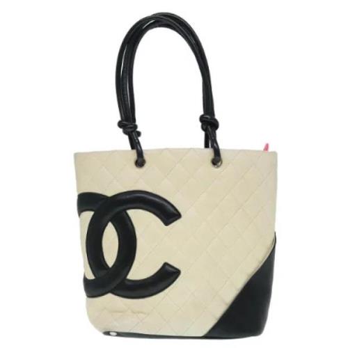 Pre-owned Leather totes Chanel Vintage , Beige , Dames