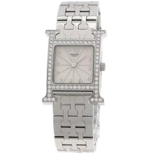 Pre-owned Stainless Steel watches Hermès Vintage , White , Dames