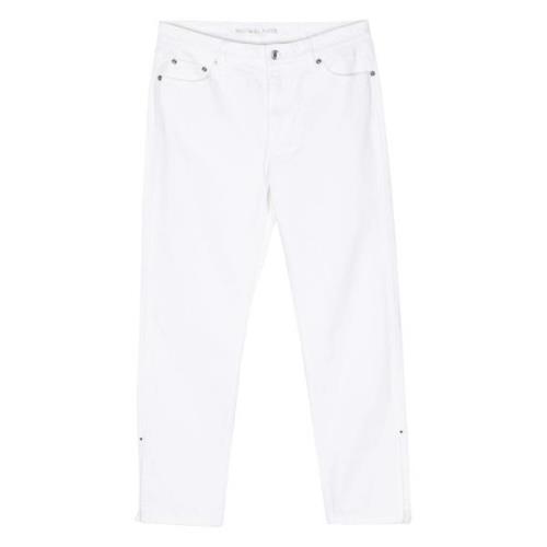 Witte Straight Jeans met Zijsplit Michael Kors , White , Dames