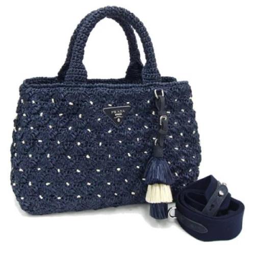 Pre-owned Raffia handbags Prada Vintage , Blue , Dames