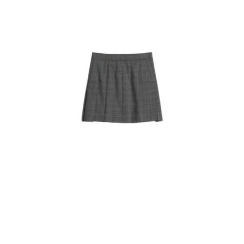 Grijze Wol Geruite Geplooide Rok Max Mara Studio , Gray , Dames