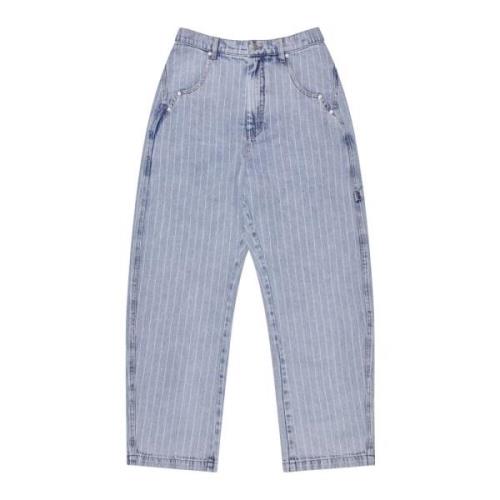 Gestreepte Denim Cargo Broek Lichtblauw Munthe , Blue , Dames