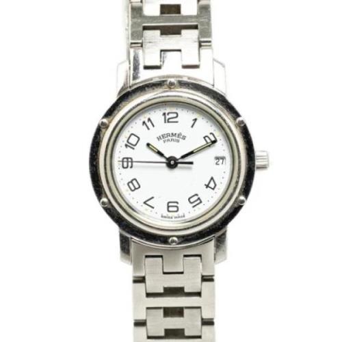 Pre-owned Stainless Steel watches Hermès Vintage , White , Dames