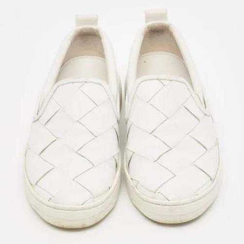 Pre-owned Leather sneakers Bottega Veneta Vintage , White , Dames