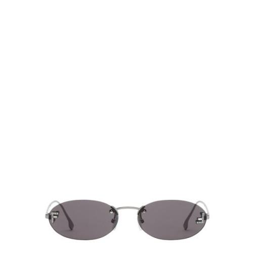 Kristal Ovaal Randloze Zonnebril Fendi , Gray , Dames