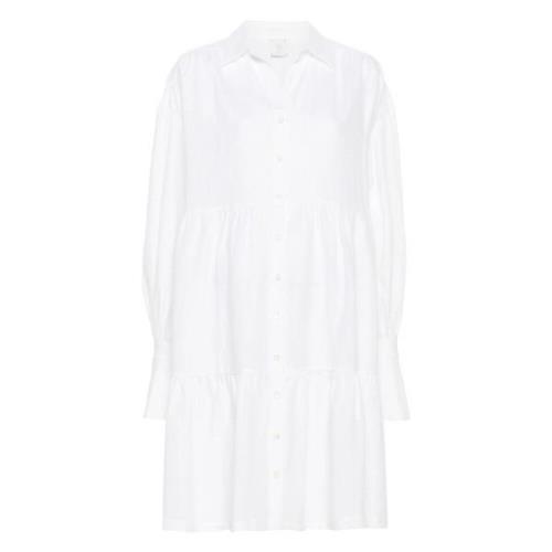 Witte Linnen Midi Jurk met Knopen Eleventy , White , Dames