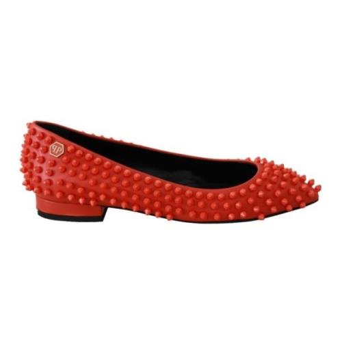 Studded Ballerina Flats in Rood Philipp Plein , Red , Dames