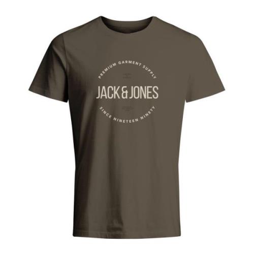 Blauw T-shirt Korte Mouw Stijlvol Print Jack & Jones , Brown , Heren