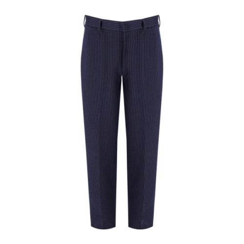 Donkerblauwe Gestreepte Broek Emporio Armani , Blue , Heren