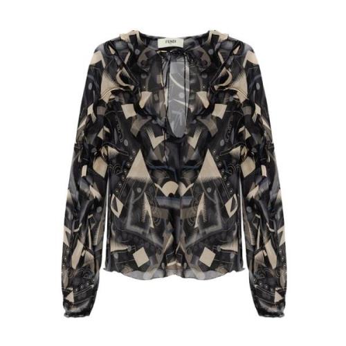 Blouse overhemd Fendi , Black , Dames