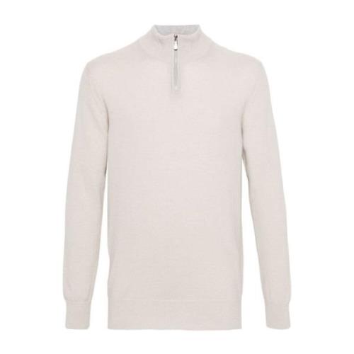 Beige Cashmere Sweater met Half Zip Eleventy , Beige , Heren