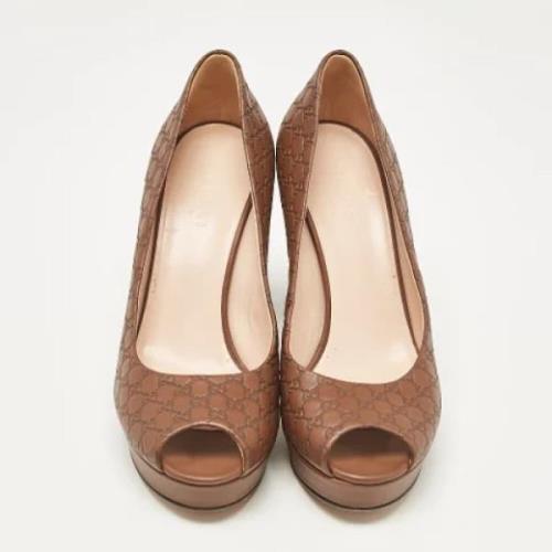 Pre-owned Leather heels Gucci Vintage , Brown , Dames