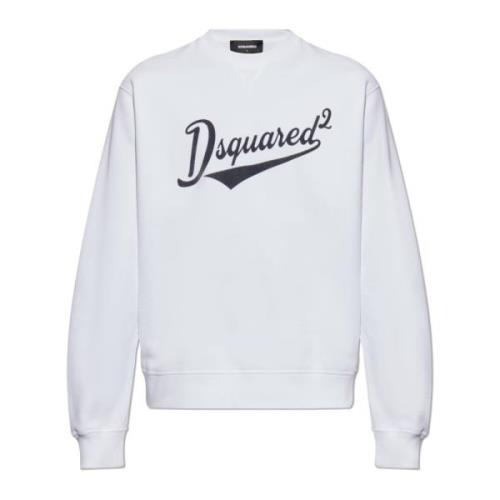 Logo sweatshirt met fluwelen afwerking Dsquared2 , White , Heren