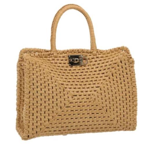 Pre-owned Fabric handbags Salvatore Ferragamo Pre-owned , Beige , Dame...