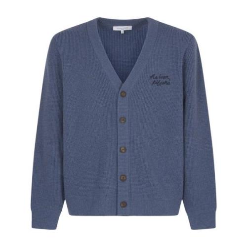 Handgeschreven Comfort Cardigan Sweaters Maison Kitsuné , Blue , Heren