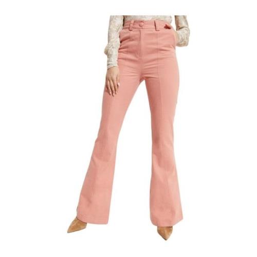 Hoge taille roze broek met stiksels Loveshackfancy , Pink , Dames