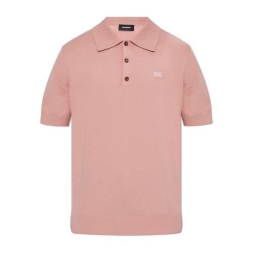 Katoenen polo met logo Dsquared2 , Pink , Heren