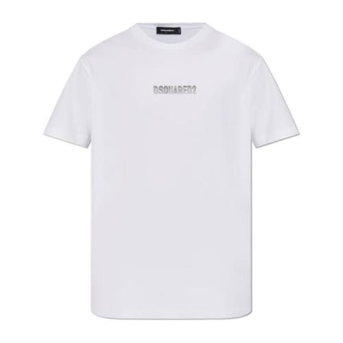 T-shirt met verhoogd logo Dsquared2 , White , Heren