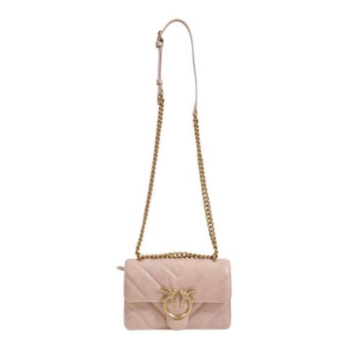 Roze Leren Tas met Haaksluiting Pinko , Pink , Dames