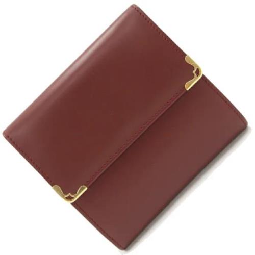 Pre-owned Leather wallets Cartier Vintage , Red , Dames