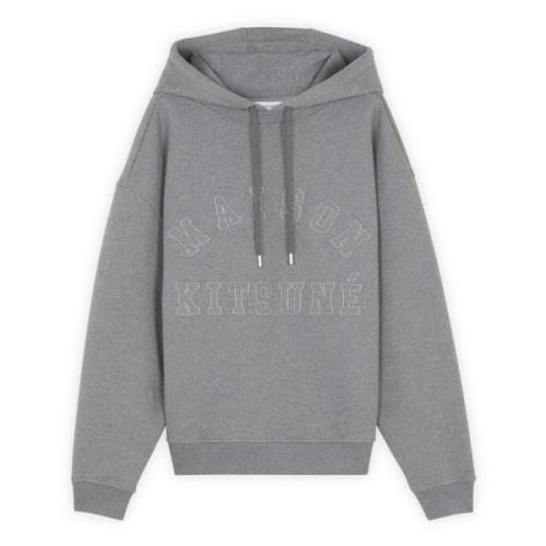 Gedrukte Katoenen Varsity Hoodie Maison Kitsuné , Gray , Heren