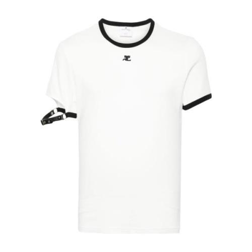 Gesp Contrast T-Shirt Courrèges , White , Dames