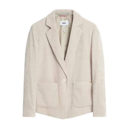 Moderne Corduroy Blazer met Vloeiende Silhouet Cinque , Beige , Dames