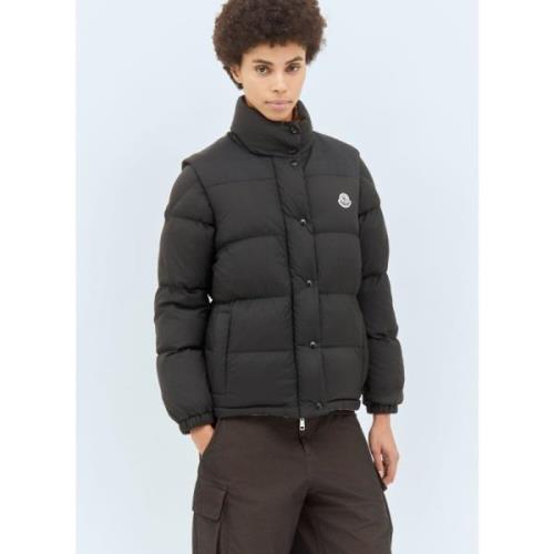 Gewatteerd donsjack met afneembare mouwen Moncler , Black , Dames